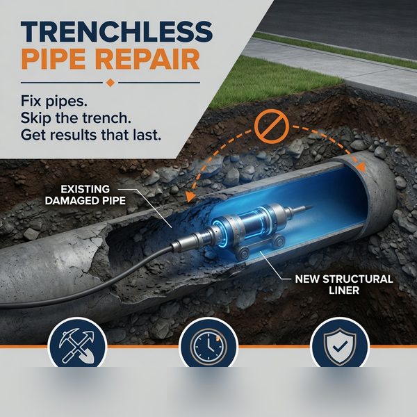Trenchless pipe bursting process Flower Mound TX